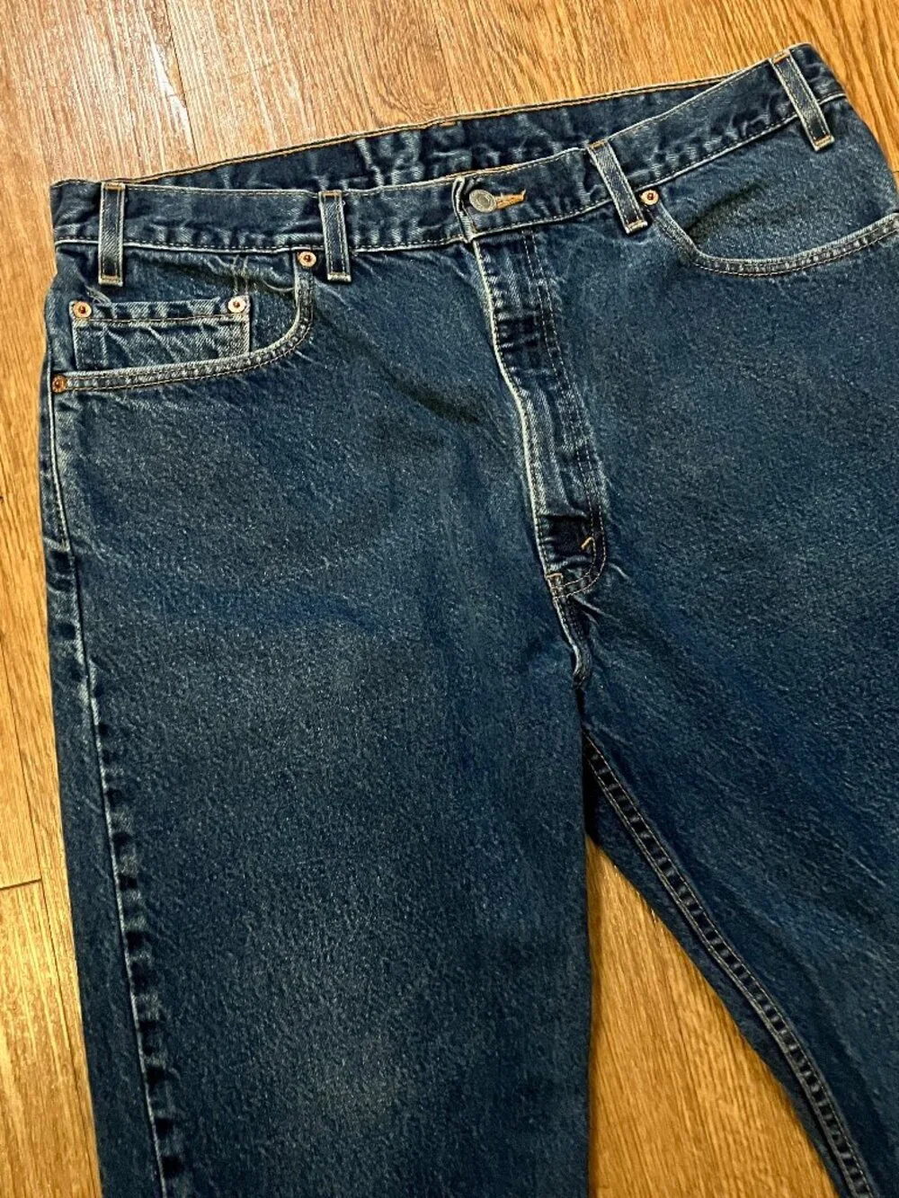 Vtg Levis 505 Regular Fit Jeans Made in USA Dark Wash Denim Mens 38x30 *True 36*